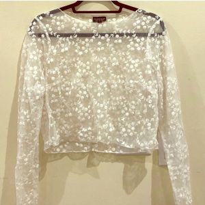 Topshop White Sheer Floral Croptop